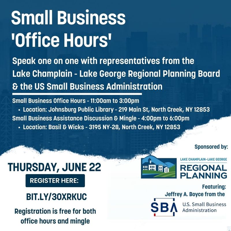 First Small Business 'Office Hours' Lake Champlain Lake